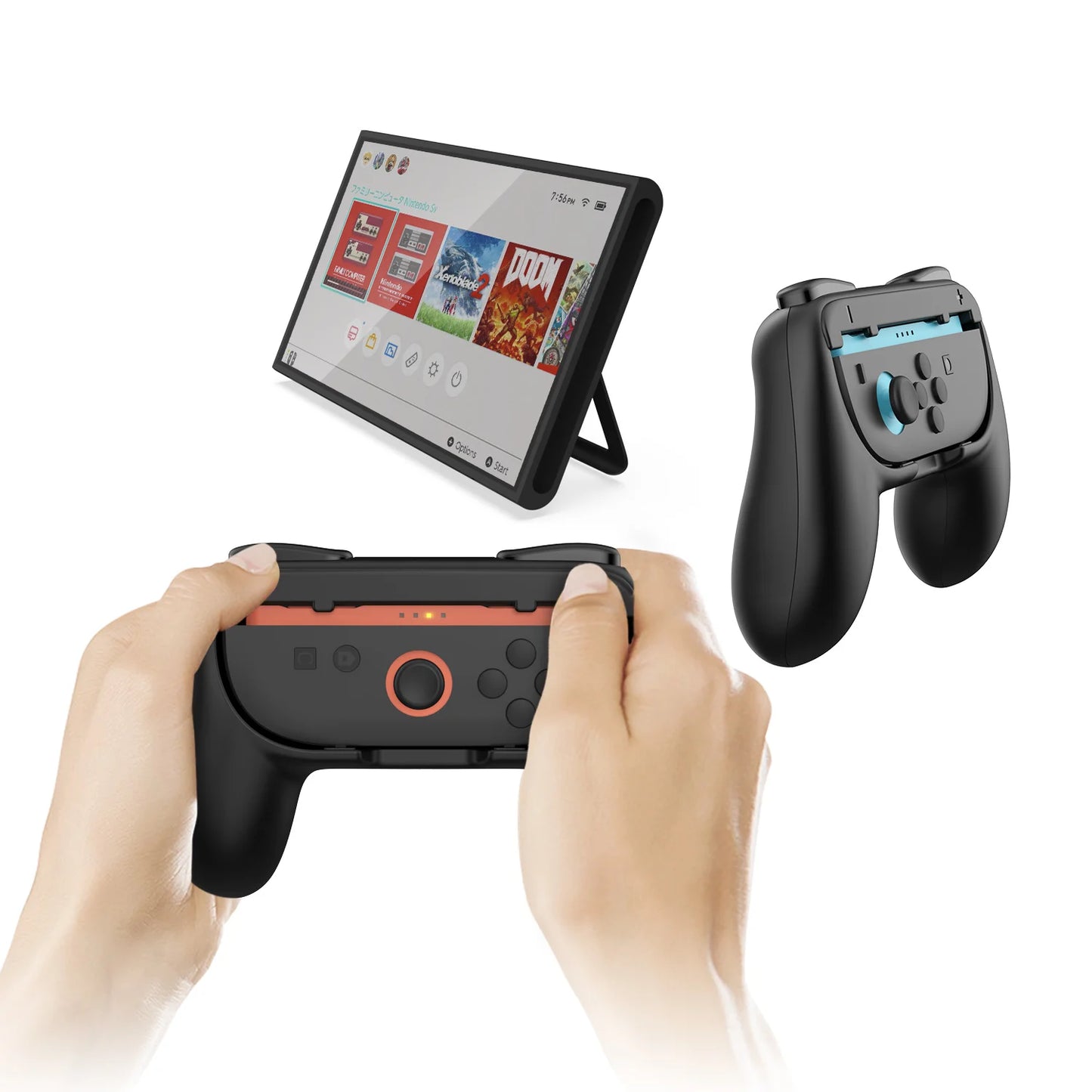 2PCS Hand Grip Kit for Switch 2 Console Joy-Con Controller Grip Stand Joystick Holder Bracket For NS Switch 2 Accessories