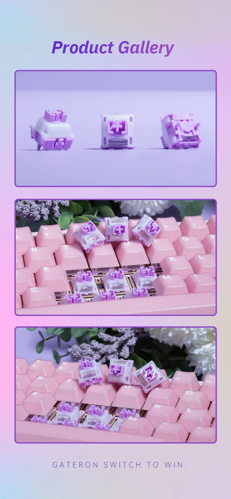 GATERON Magnetic Orchid Full POM switch, Dual-rail Structure, Rapid Trigger HE, Hall Sensor Effect for Magnetic Keyboard Gaming