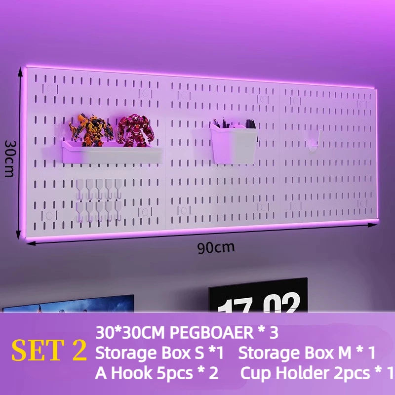 Nordic Style pegboard gamer accessories wall mount shelf peg board gaming  hook Rack Plastic Storage for Kitchen Bathroom Office