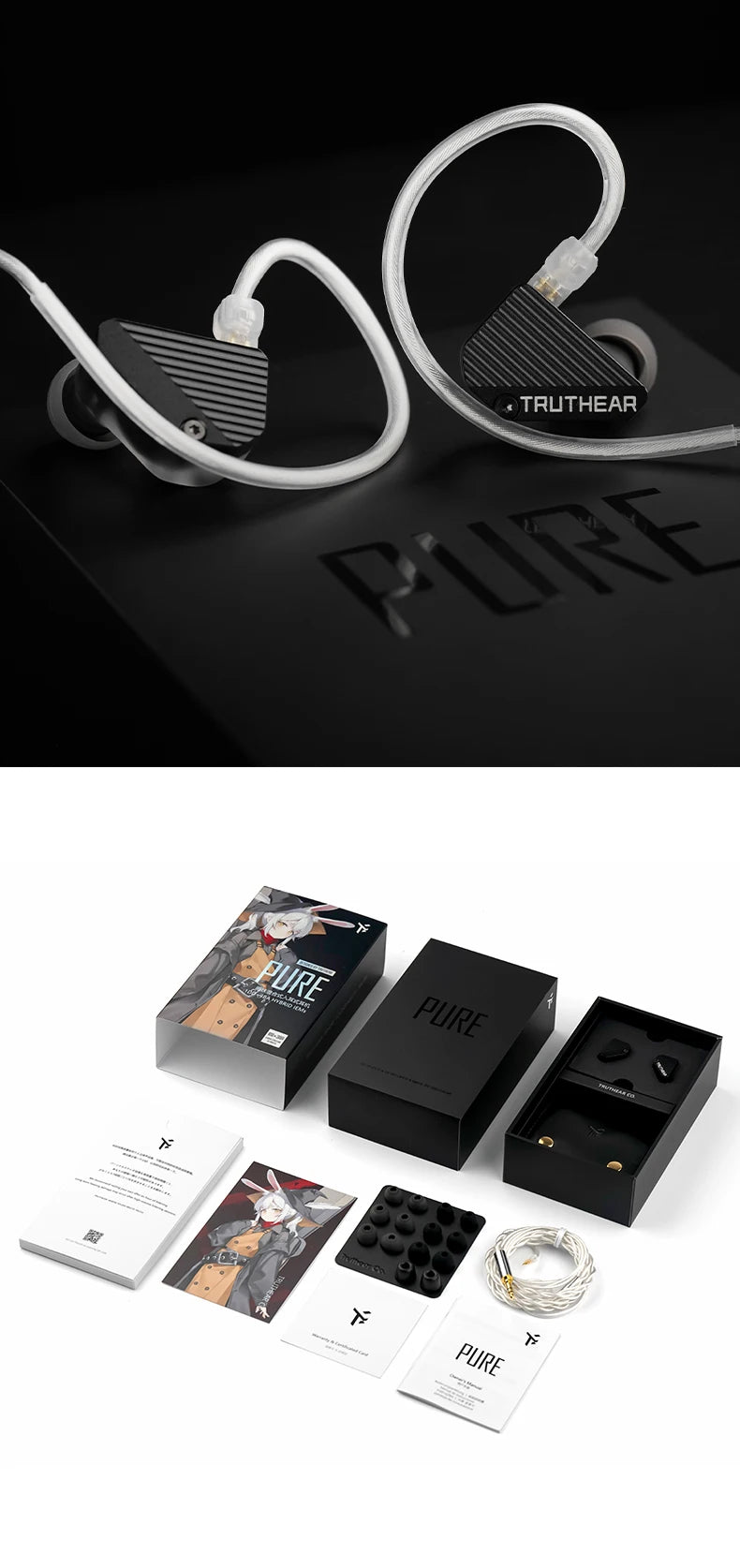 TRUTHEAR PURE earphones 1DD+3BA Hybird Wired in-ear  headphones HIFI earplugs 3.5mm plug 0.78mm 2pin gaming headset