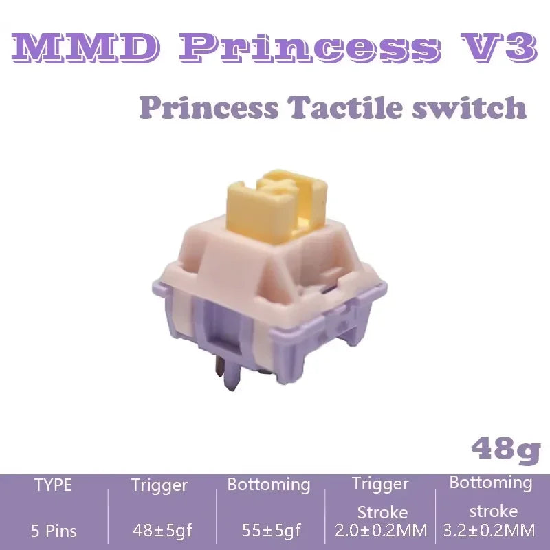 MMD Princess Switch V3 V4 Linear Tactile HIFI Sound Hot Swap Kits Switches Mechanical Keyboard Gaming Switches DIY Lubricated