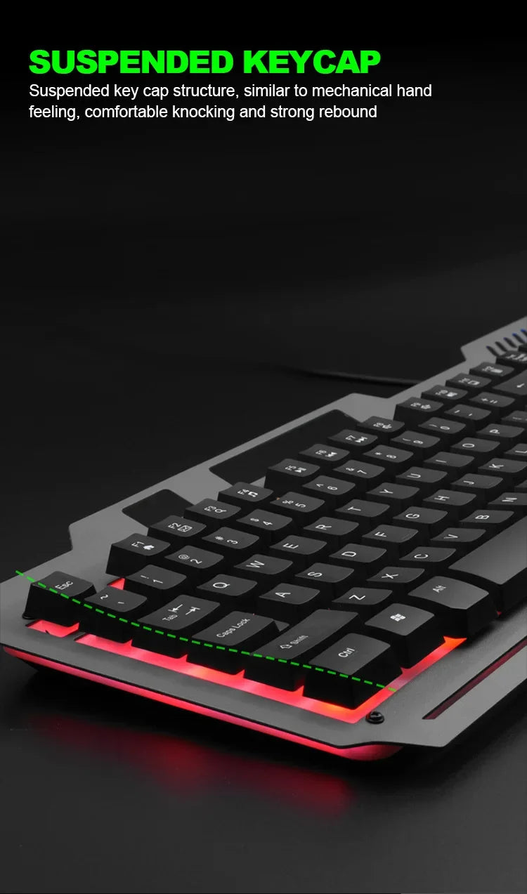 Limei T25 Metal Gaming Keyboard Mouse Set Backlit Floating Mechanical Feel USB Computer Peripherals from Mainland China