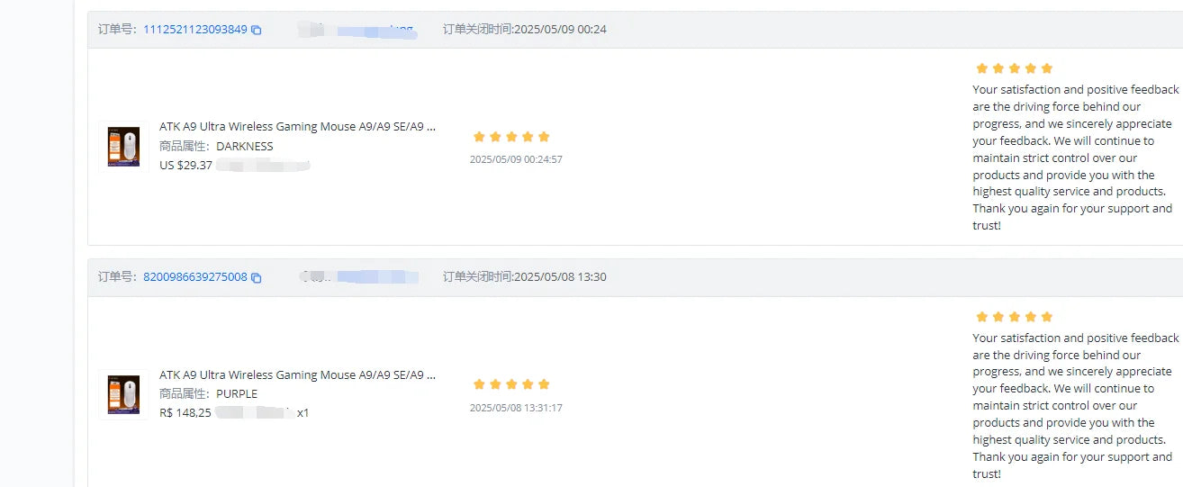 ATK A9 Ultra Wireless Gaming Mouse A9/A9 SE/A9 Plus/A9 Pro Tri Mode 8K 53g Lightweight E-sports Gaming Mouse PC Custom Accessory