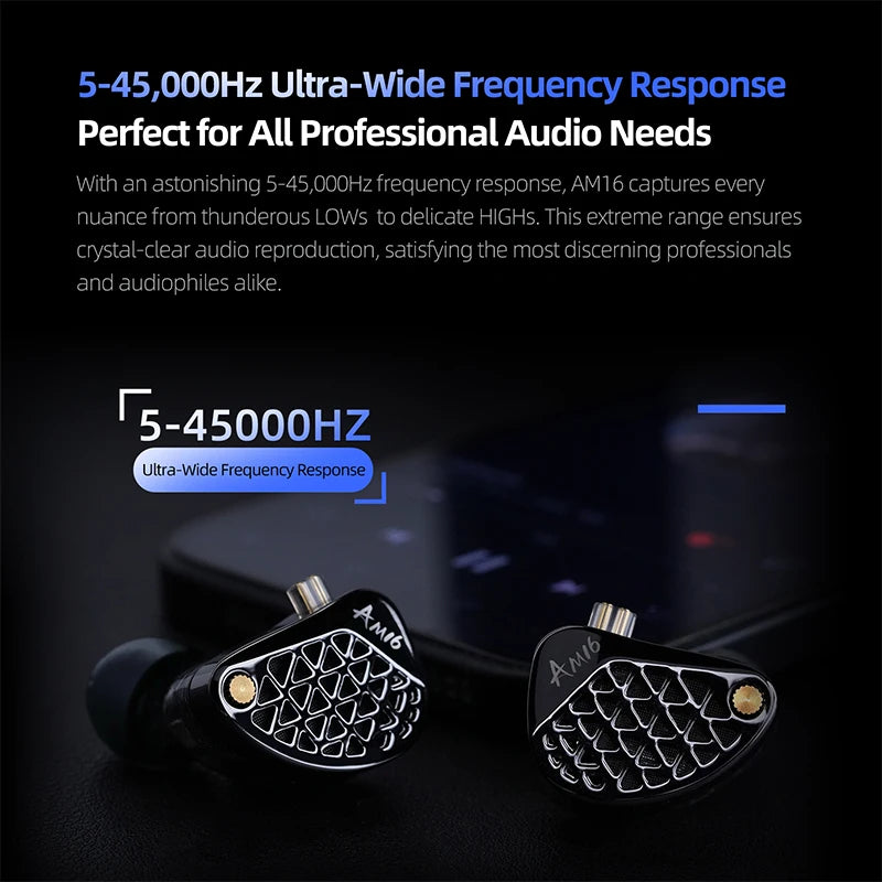 KZ AM16 wired in-ear headphones 16ba balanced armature high fidelity monitor bass noise cancelling headphones sport headphones
