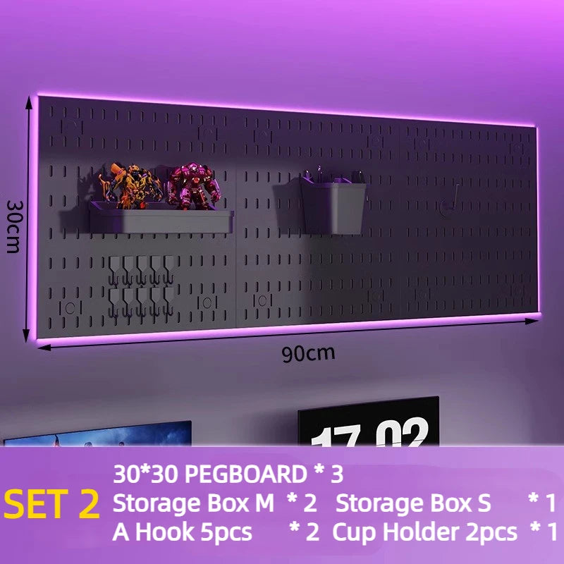 Nordic Style pegboard gamer accessories wall mount shelf peg board gaming  hook Rack Plastic Storage for Kitchen Bathroom Office