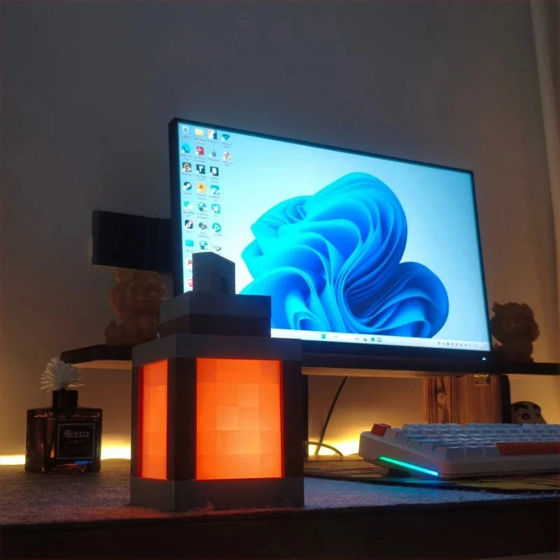 Pixel Style Wall Night Light USB Creative My Worlds Hanging Lantern For Bedroom & Gaming Decor Atmosphere Lamp For Boys Room