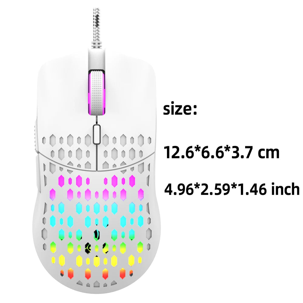 RAIKU G701 Wired 6 Keys Mouse Colorful Lighting Gaming and Office For Microsoft Windows and Apple IOS System