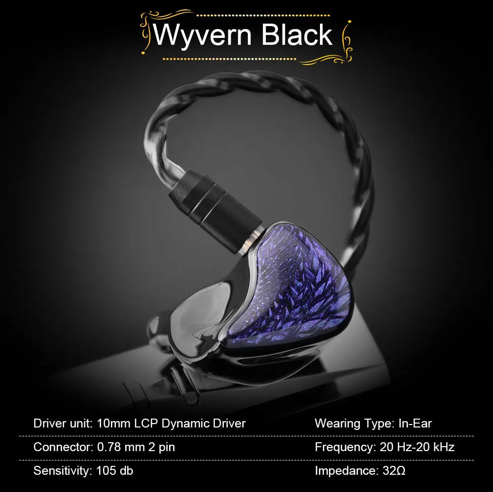 Celest Wyvern Black Type-C In Ear Earphone Monitor With Microphone Hifi Music Headphone IEMs Wired Gaming Earbuds For Gif