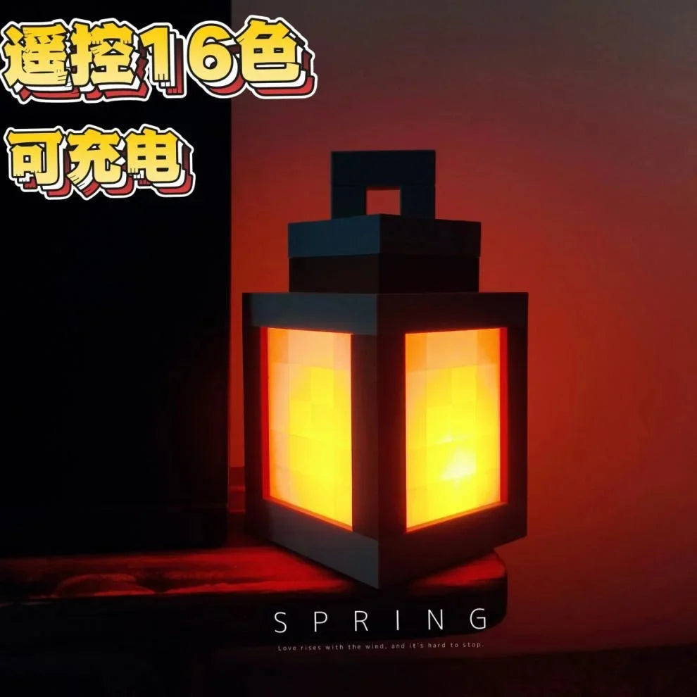 Pixel Style Wall Night Light USB Creative My Worlds Hanging Lantern For Bedroom & Gaming Decor Atmosphere Lamp For Boys Room