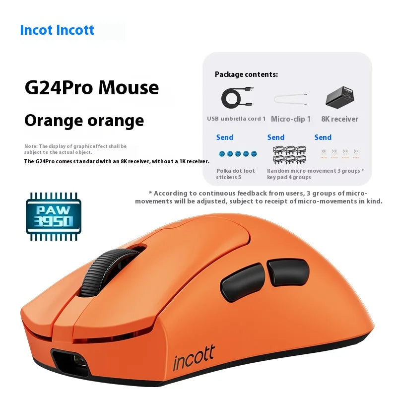 Incott G23 Pro Mouse G23 V2 Wireless Mouse 8K Incott G24 Hot Swap PAW3395 Sensor Gaming Mice Ergonomics Pc Gamer Custom Gift