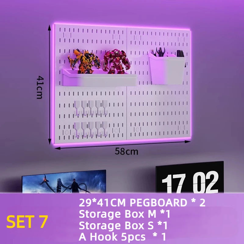 Nordic Style pegboard gamer accessories wall mount shelf peg board gaming  hook Rack Plastic Storage for Kitchen Bathroom Office