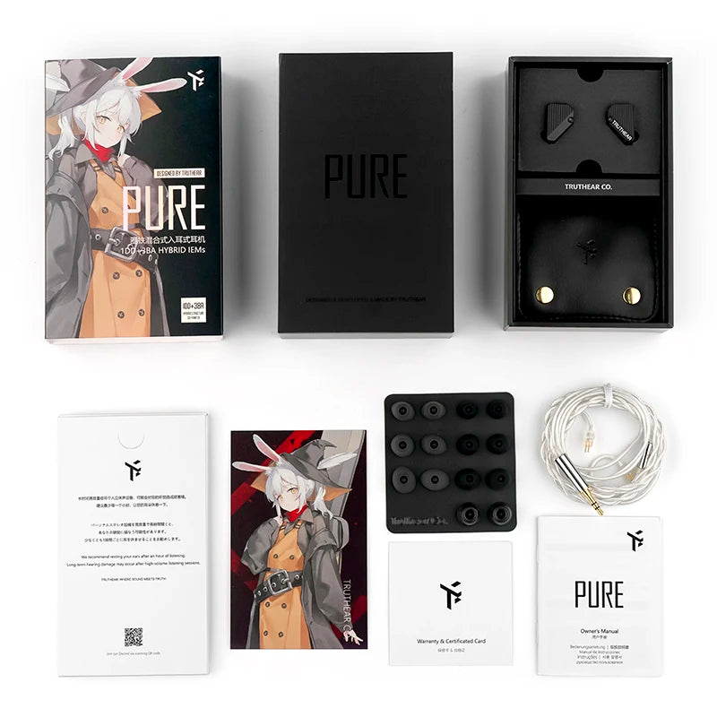TRUTHEAR PURE earphones 1DD+3BA Hybird Wired in-ear  headphones HIFI earplugs 3.5mm plug 0.78mm 2pin gaming headset
