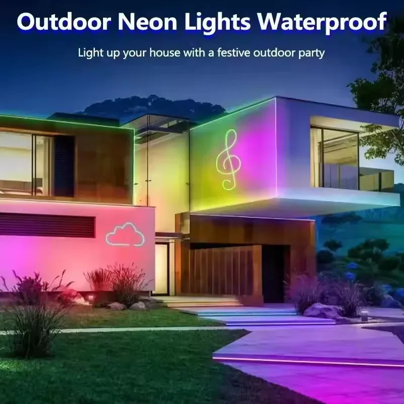Dc 24V Rgb Ic Neon Led Lights Strip Waterproof Bluetooth App Remote Control Led Room Light 5M 10M 15M 20M Led Ribbon Rgb Tape