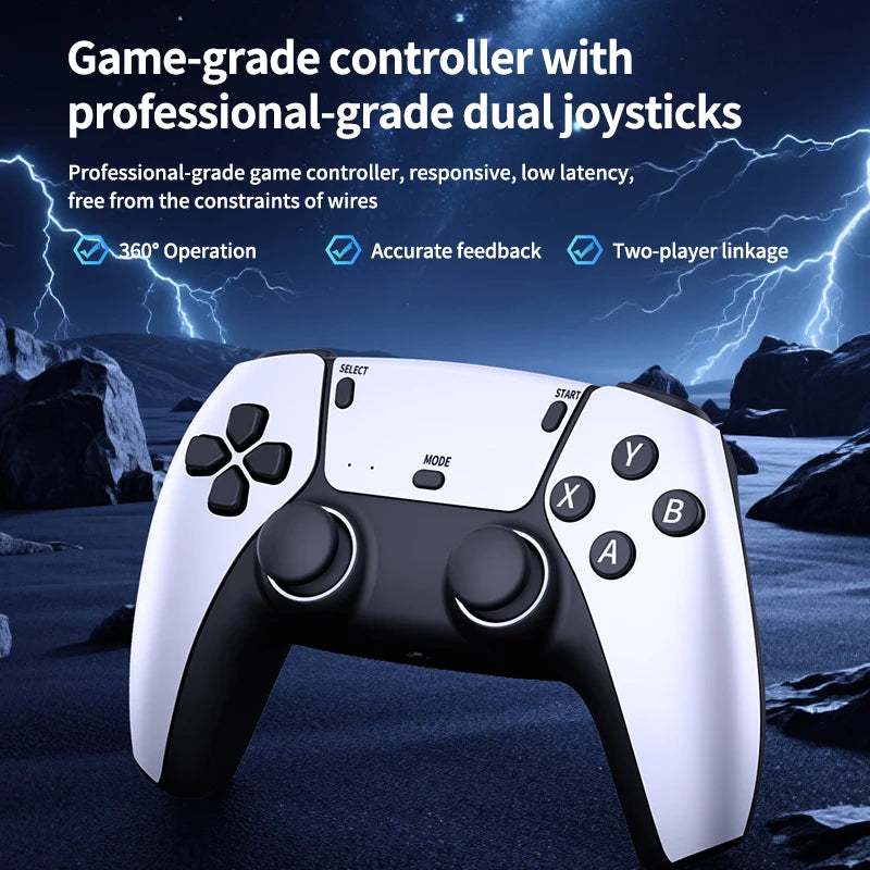RS5 TV Game Console Dual Stick Wireless Controller Game 40000+128GB Double Joystick 4K Retro Suitable for PC, Android, TV USB