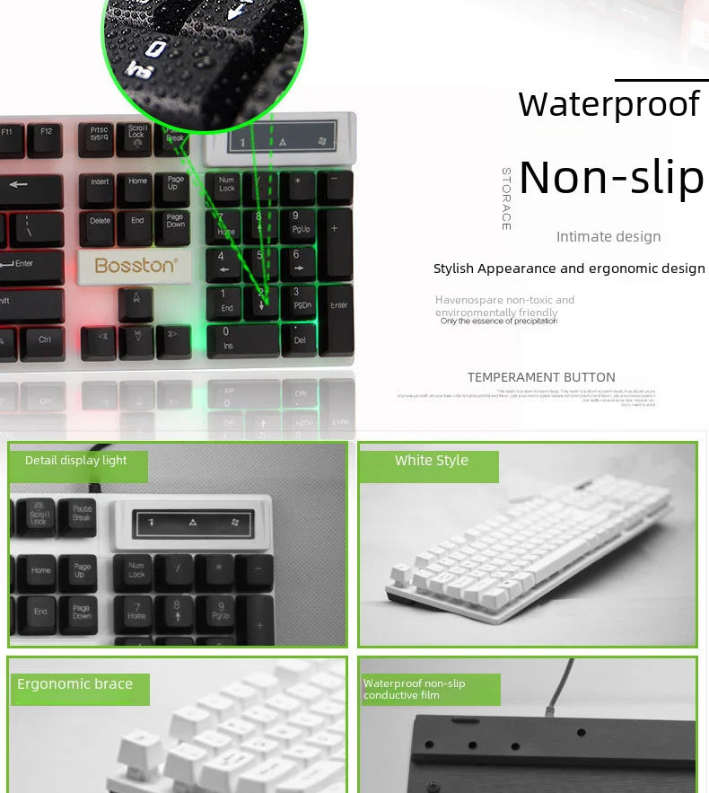 Doctor Denton Floating Rainbow Backlight Wired Keyboard Mouse Set Diy Computer Assembly Suitable For Gaming Office
