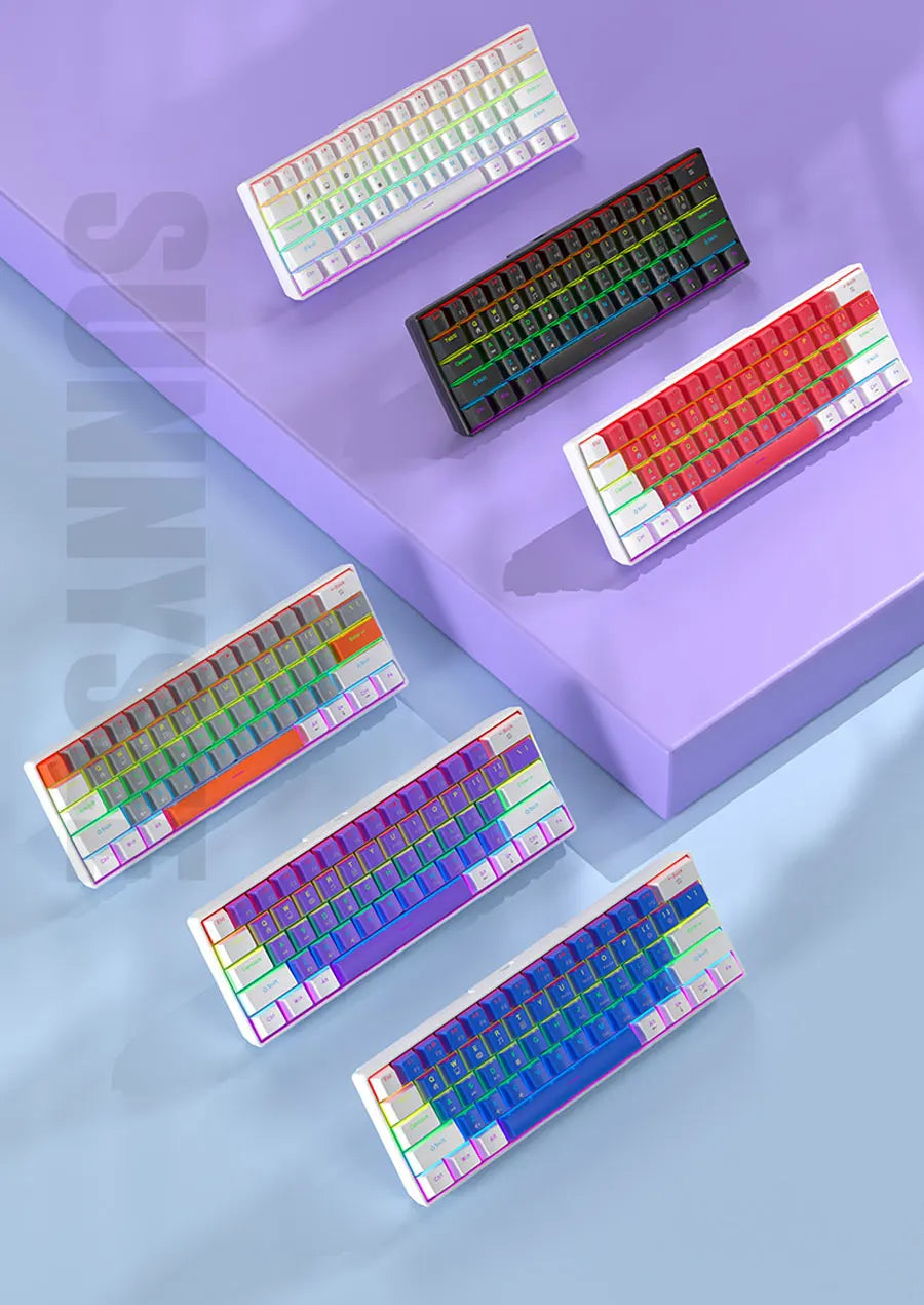 K61 Wired Mechanical Keyboard 10 Kinds of Colorful Lighting Gaming and Office For Microsoft Windows and Apple IOS System