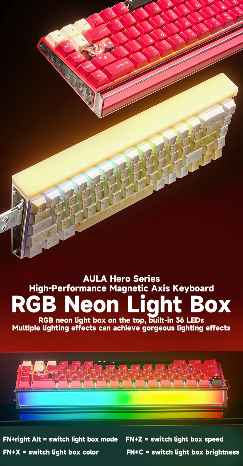 AULA HERO68 HE Ultra/pro Magnetic Switch Gaming Keyboard Full CNC Aluminum Case Rapid Trigger 8kHz Rate of Return RGB