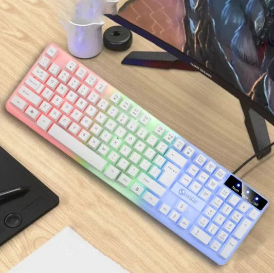Doctor Denton Floating Rainbow Backlight Wired Keyboard Mouse Set Diy Computer Assembly Suitable For Gaming Office