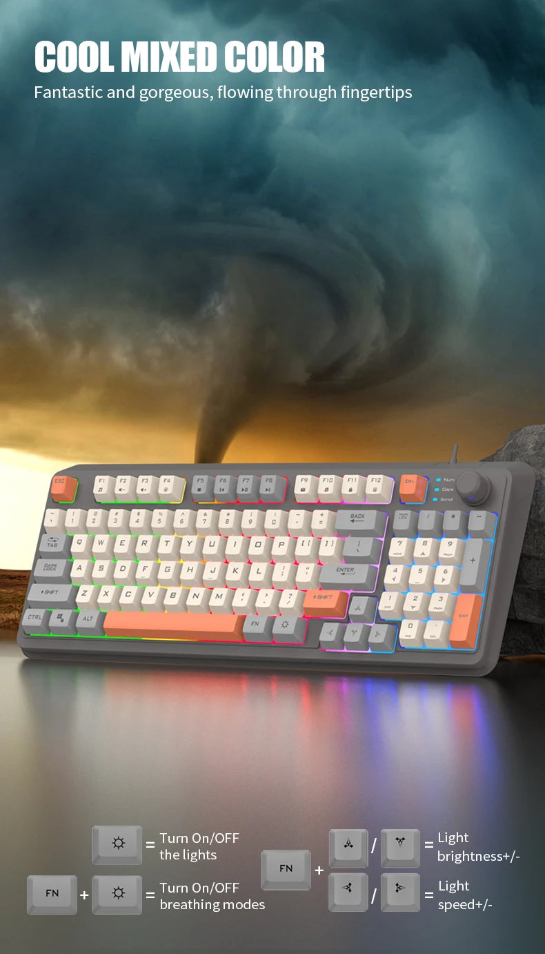 K82 Gaming Gaming Keyboard Glows Wired USB Desktop PC/Notebook Available 19-key punchless knob to adjust volume