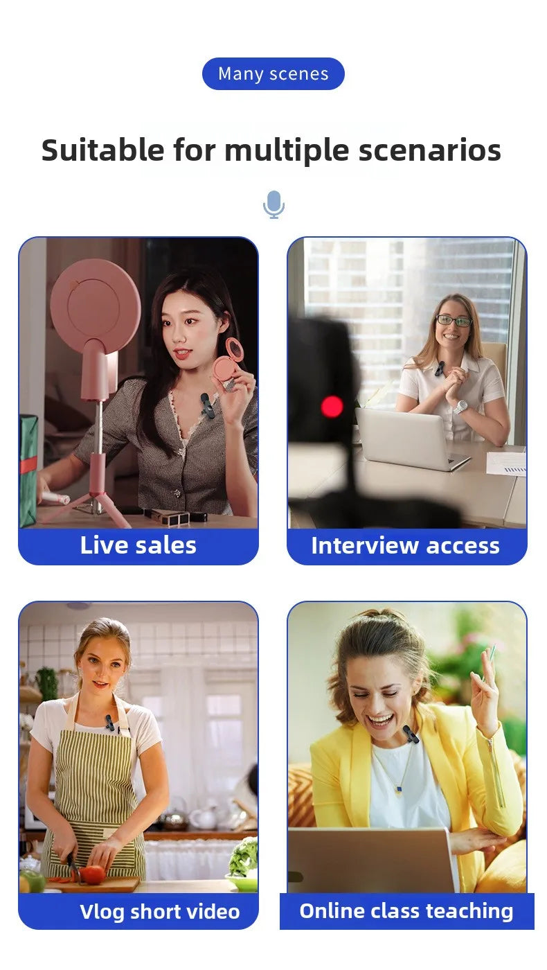 New Wireless Lavalier Microphone Portable Audio Video Recording Mini Microphone for Android PC Camera Live Gaming Phone