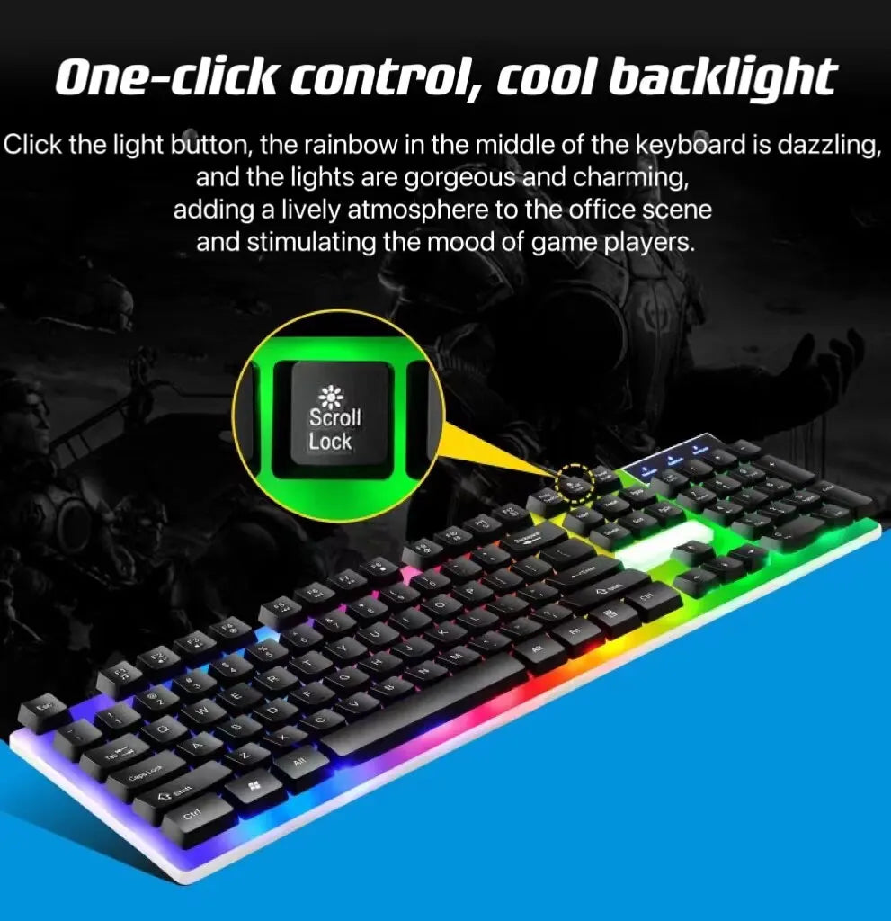 ITLY USB Wired Keyboard Set 104 Keys Backlight Gaming Keyboard Gaming  For Laptop PC Computer