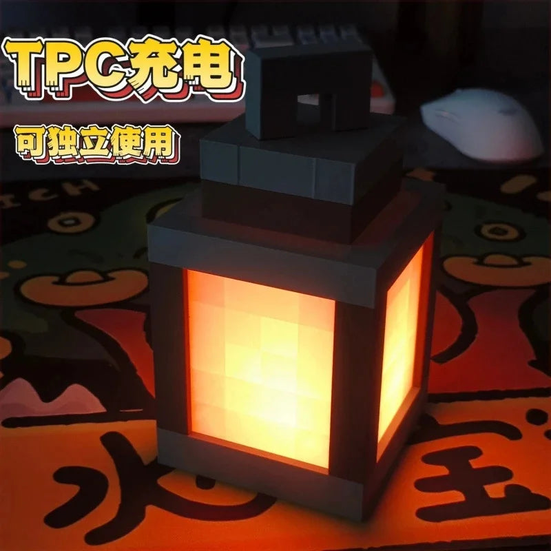 Pixel Style Wall Night Light USB Creative My Worlds Hanging Lantern For Bedroom & Gaming Decor Atmosphere Lamp For Boys Room