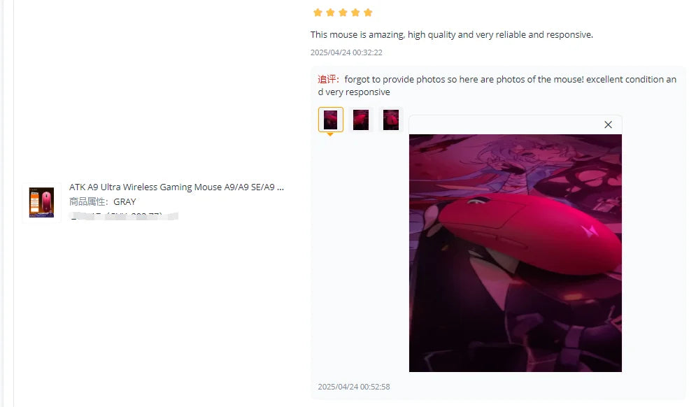 ATK A9 Ultra Wireless Gaming Mouse A9/A9 SE/A9 Plus/A9 Pro Tri Mode 8K 53g Lightweight E-sports Gaming Mouse PC Custom Accessory