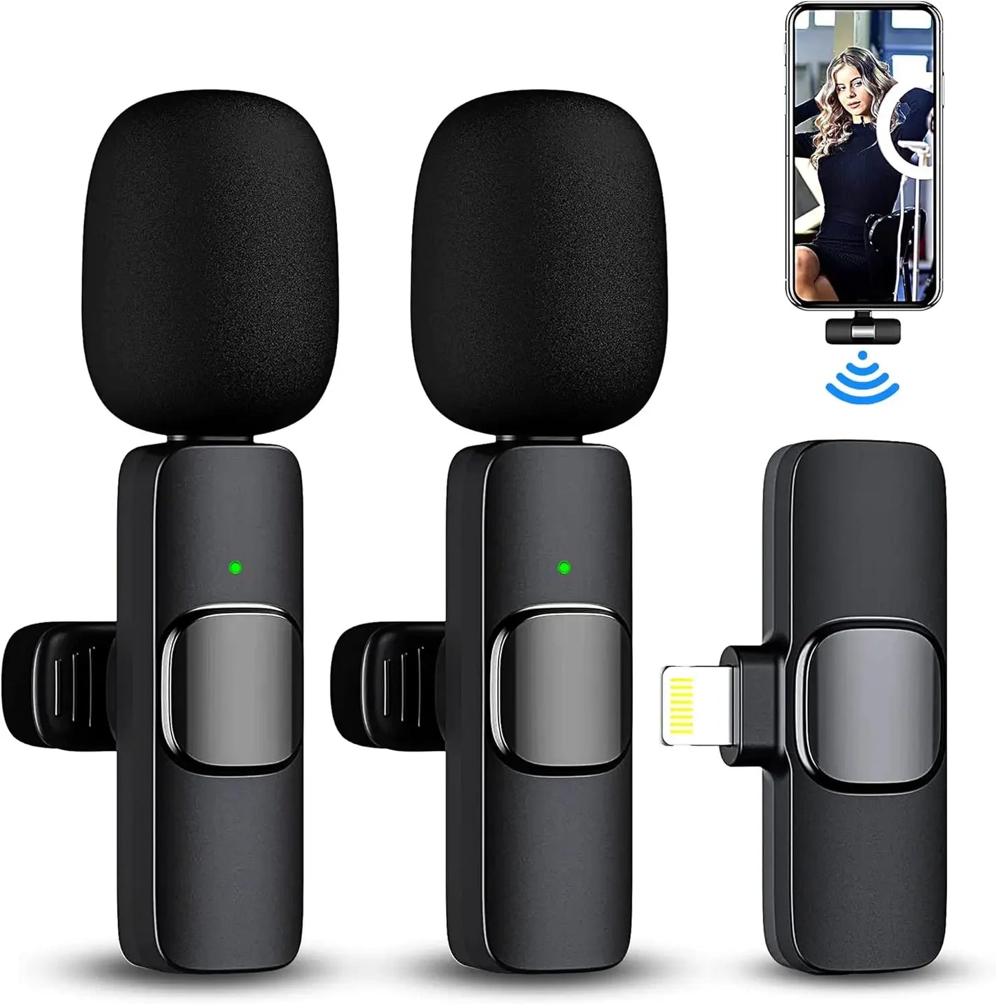 Lavalier Microphone 2.4G Wireless Portable Audio Video Recording Mini Mic for iPhone Android Live Broadcast Gaming Phone