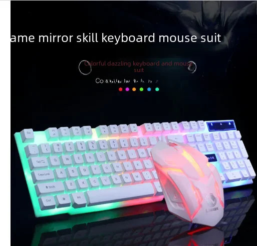 Doctor Denton Floating Rainbow Backlight Wired Keyboard Mouse Set Diy Computer Assembly Suitable For Gaming Office