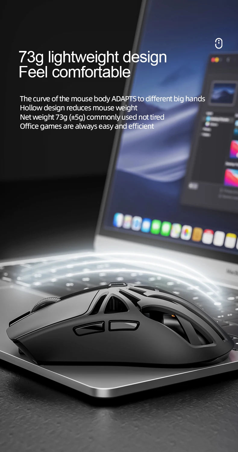 Smailwolf RS8 1000Hz Bluetooth mouse, three-mode connection, lightweight macro gaming mouse notebook computer hollow mouse
