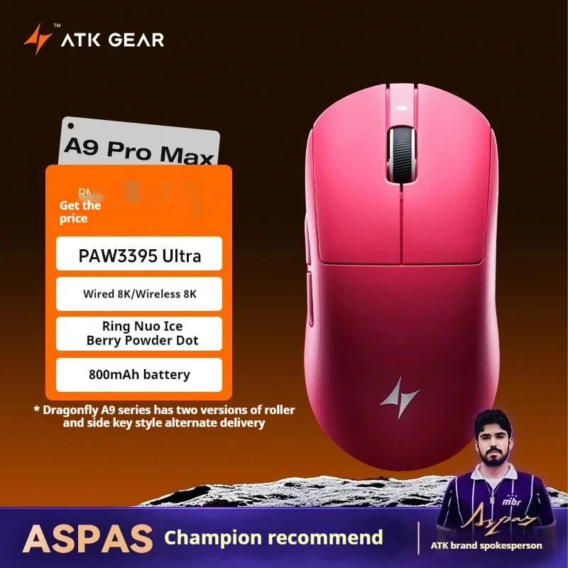 ATK A9 Ultra Wireless Gaming Mouse A9/A9 SE/A9 Plus/A9 Pro Tri Mode 8K 53g Lightweight E-sports Gaming Mouse PC Custom Accessory