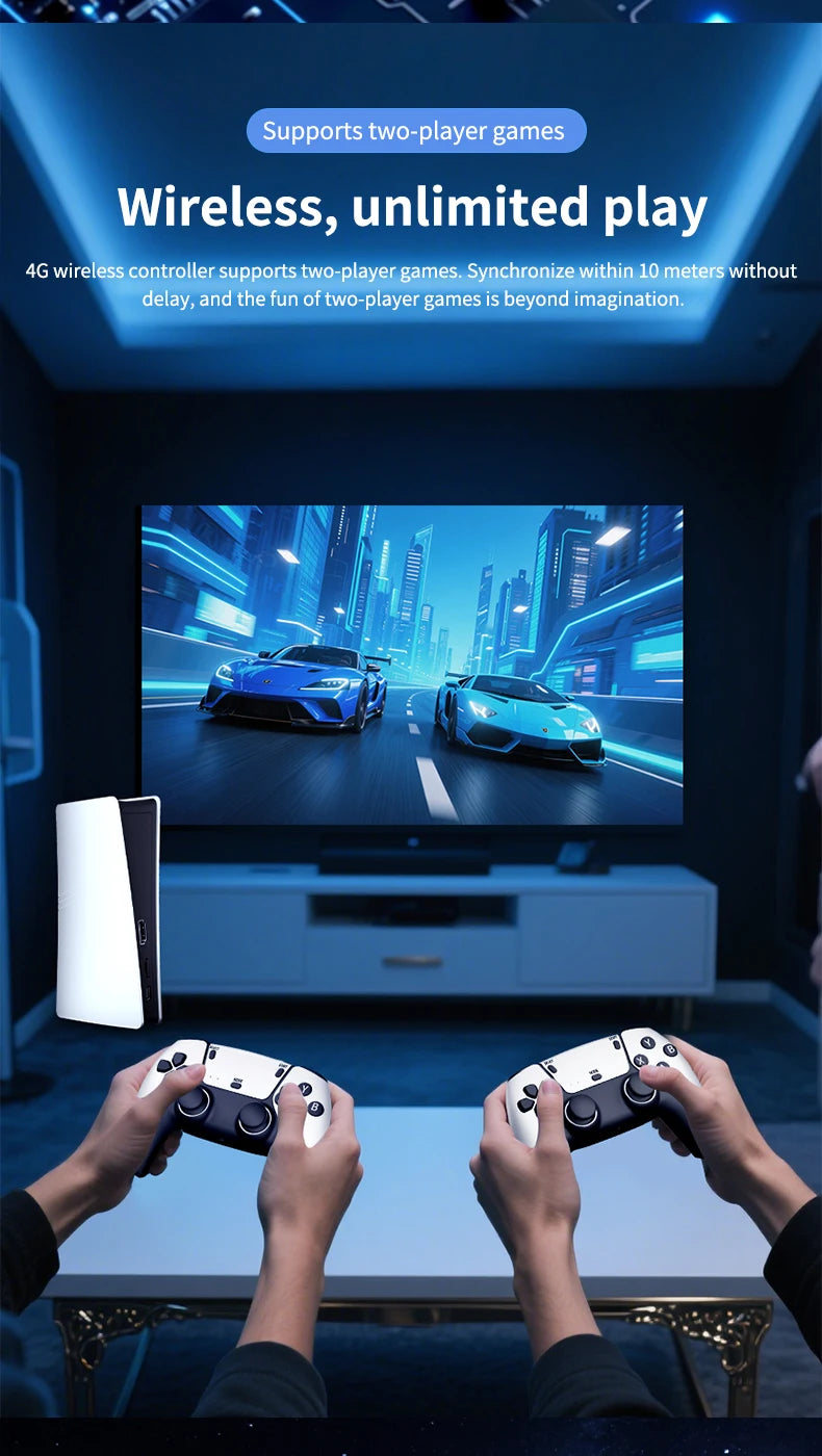 RS5 TV Game Console Dual Stick Wireless Controller Game 40000+128GB Double Joystick 4K Retro Suitable for PC, Android, TV USB