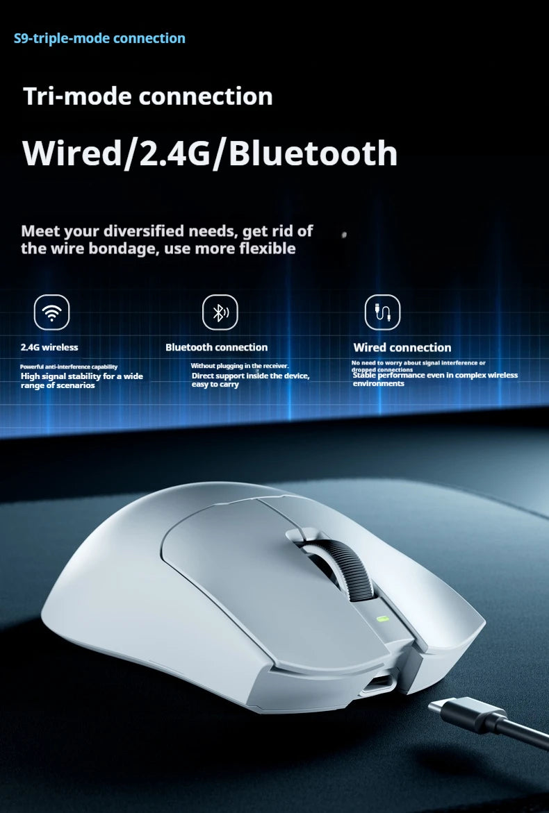EWEADN S9 series Wireless Gaming Mouse,Tri-Mode,Lightweight Pro Design,High-Precision Sensor, Ergonomic, for Esports, PC/Office