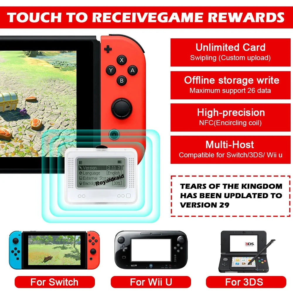 For Allmiibo Chargeable Intelligent Simulator Emulator Bluetooth-Compatible Universal Writer for Switch/Wiiu Gaming Accessories