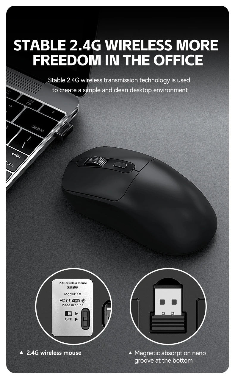 Warvank X8 Wireless Gaming Mouse 500mAh TYPE-C Rechargeable Office Mouse Suitable for Laptop Desktop Computers