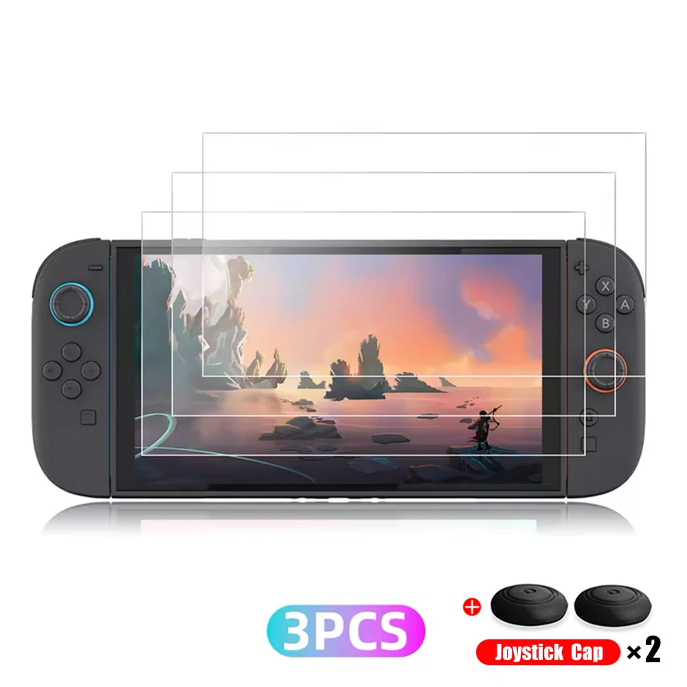 Screen Protector Tempered Glass For Switch Nintendo 2 With Joystick Cap Accessories Protector For Switch Nintendo 2