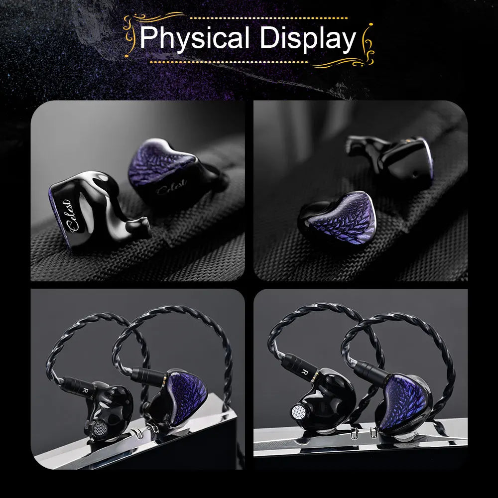 Celest Wyvern Black Type-C In Ear Earphone Monitor With Microphone Hifi Music Headphone IEMs Wired Gaming Earbuds For Gif