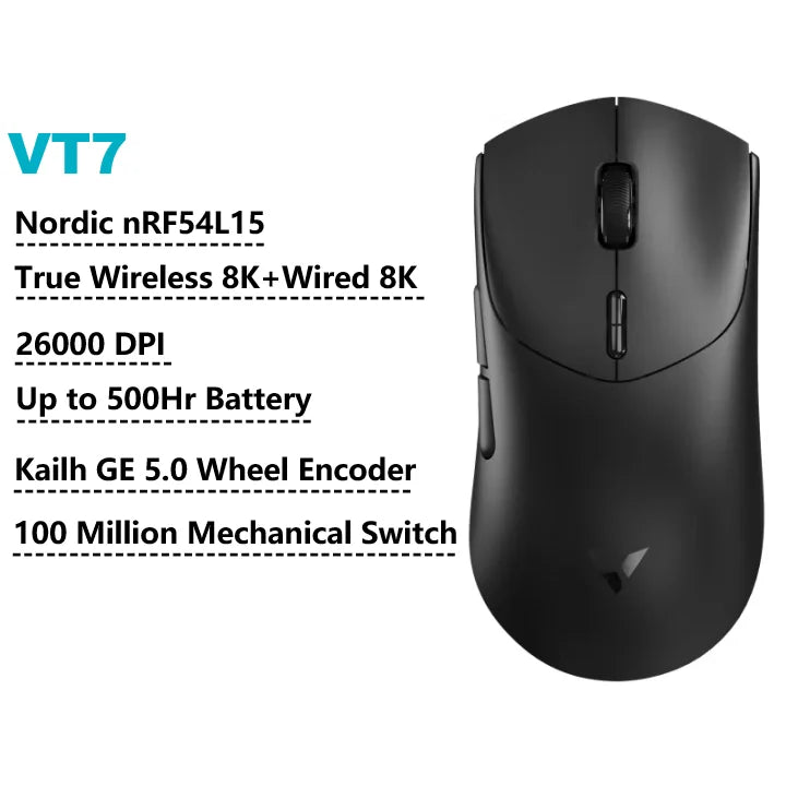 Rapoo VT7 /VT7 MAX Wireless Gaming Mouse True 8K Wireless Polling Rate 53g Lightweight Up to 500Hr Battery Life Macro Enabled