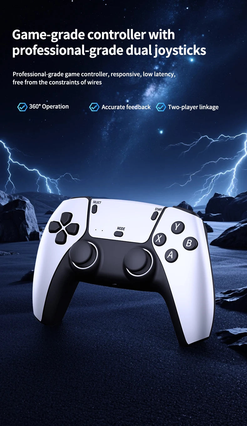 RS5 TV Game Console Dual Stick Wireless Controller Game 40000+128GB Double Joystick 4K Retro Suitable for PC, Android, TV USB