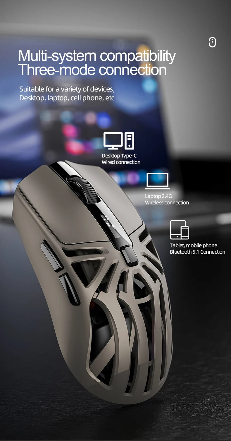 Smailwolf RS8 1000Hz Bluetooth mouse, three-mode connection, lightweight macro gaming mouse notebook computer hollow mouse