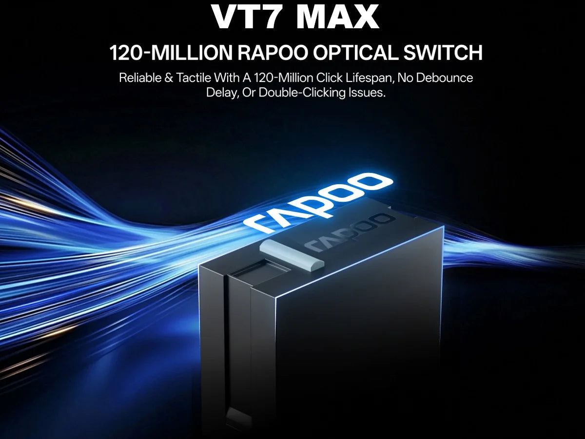 Rapoo VT7 /VT7 MAX Wireless Gaming Mouse True 8K Wireless Polling Rate 53g Lightweight Up to 500Hr Battery Life Macro Enabled