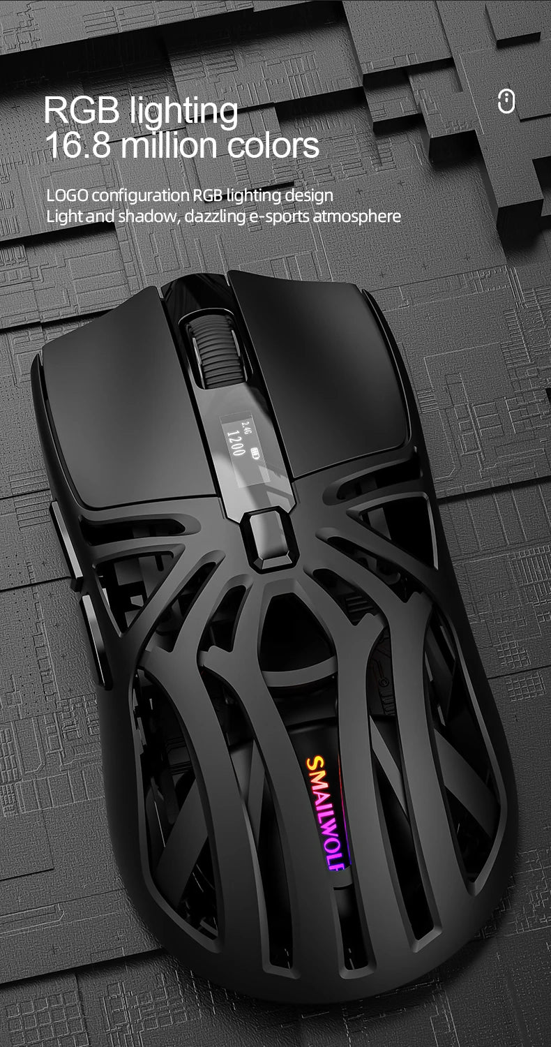 Smailwolf RS8 1000Hz Bluetooth mouse, three-mode connection, lightweight macro gaming mouse notebook computer hollow mouse