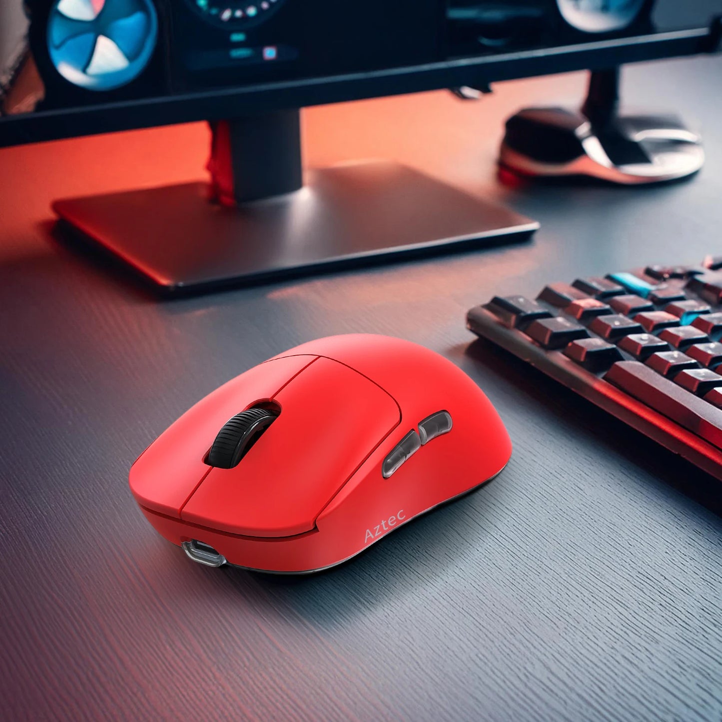Kysona Aztec Red Gaming Mouse Wireless Mouse 55g PAW3395 Ultra-Light 26000DPI  Optical Computer Bluetooth Mice For Laptop PC
