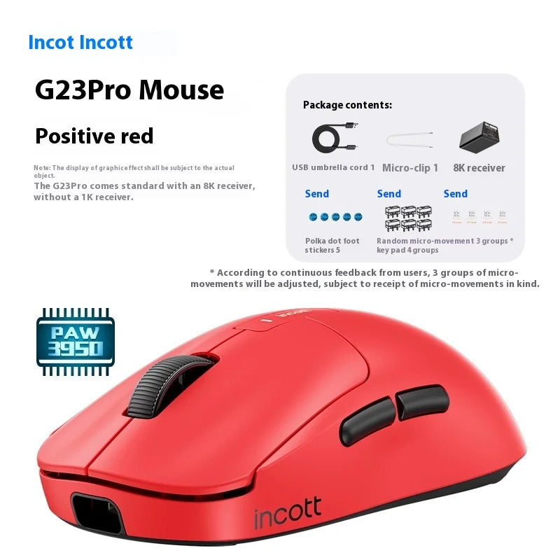 Incott G23 Pro Mouse G23 V2 Wireless Mouse 8K Incott G24 Hot Swap PAW3395 Sensor Gaming Mice Ergonomics Pc Gamer Custom Gift