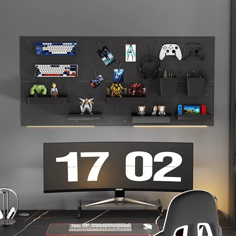 Nordic Style pegboard gamer accessories wall mount shelf peg board gaming  hook Rack Plastic Storage for Kitchen Bathroom Office