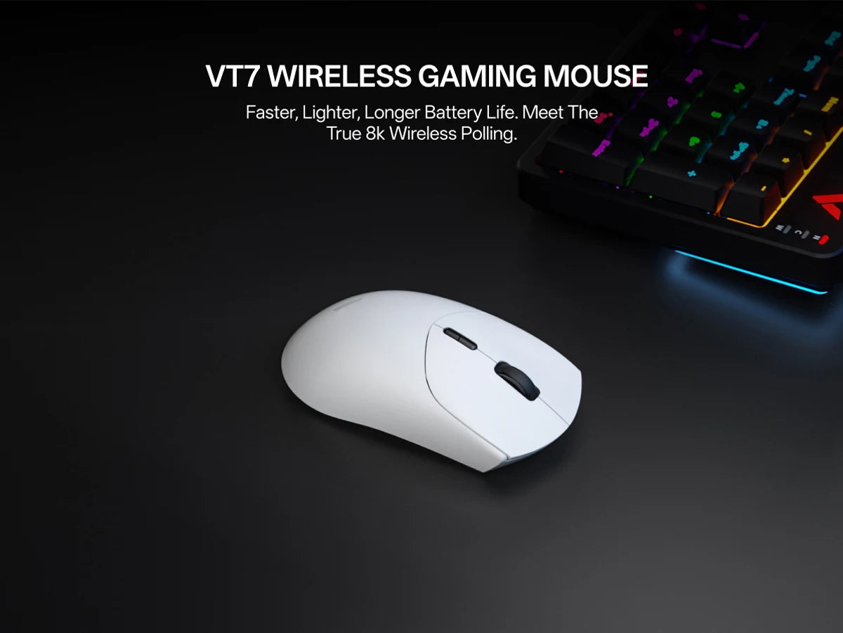 Rapoo VT7 /VT7 MAX Wireless Gaming Mouse True 8K Wireless Polling Rate 53g Lightweight Up to 500Hr Battery Life Macro Enabled