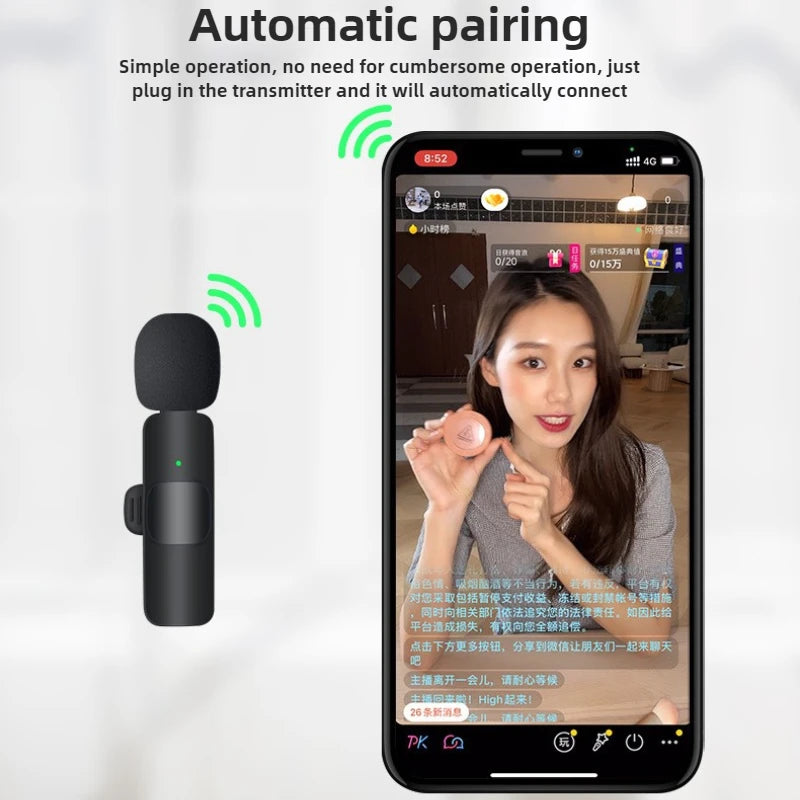 New Wireless Lavalier Microphone Portable Audio Video Recording Mini Microphone for Android PC Camera Live Gaming Phone