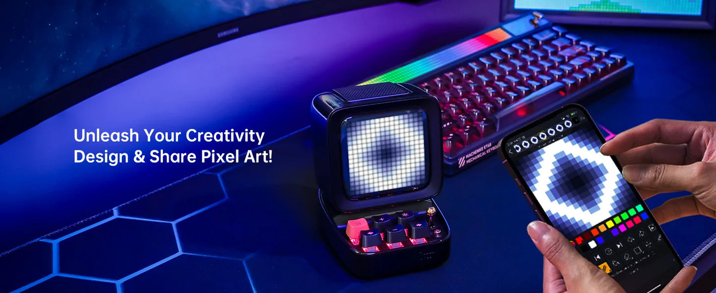 Divoom Ditoo-Pro  Pixel Art Bluetooth Portable black Speaker Alarm Clock DIY LED Display Board Cute Gift Home Light Decoration