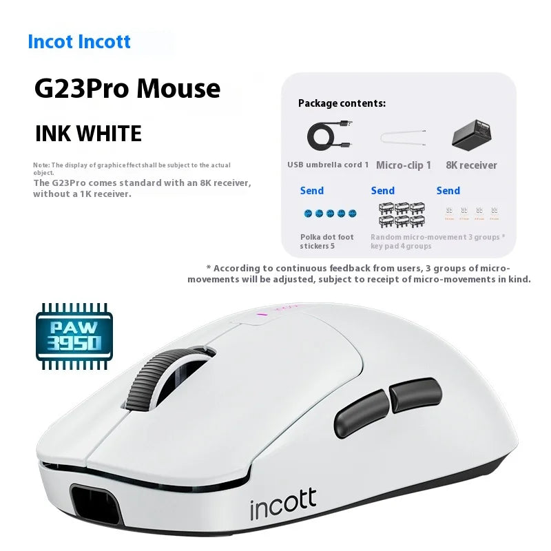 Incott G23 Pro Mouse G23 V2 Wireless Mouse 8K Incott G24 Hot Swap PAW3395 Sensor Gaming Mice Ergonomics Pc Gamer Custom Gift