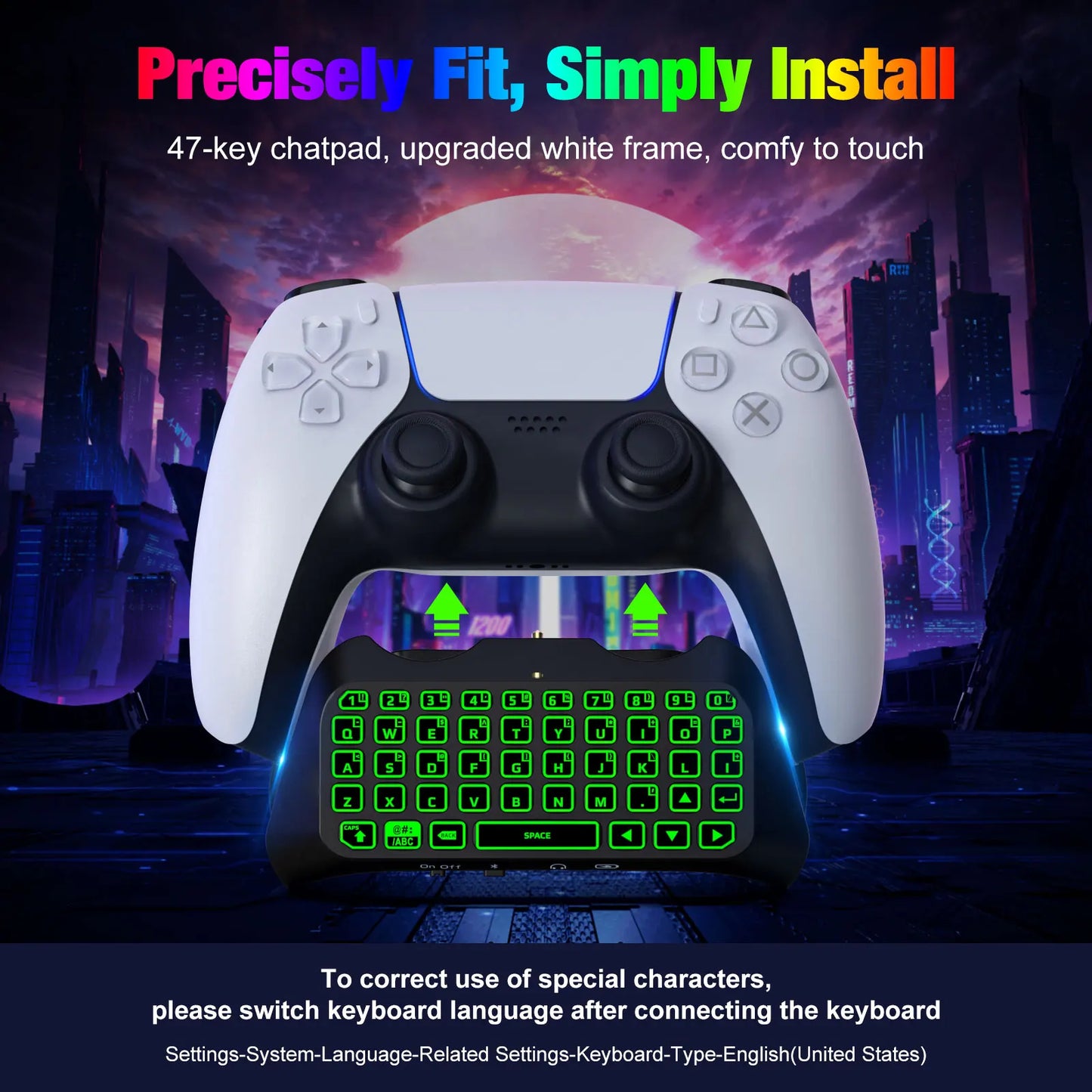 RGB Backlight Keyboard for PS5 Controller,Bluetooth Wireless Mini Gamepad Chatpad for Playstation 5 with Upgraded Speaker
